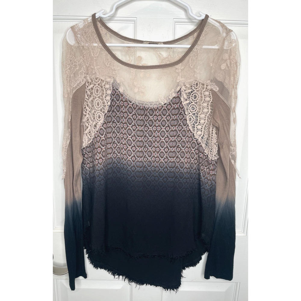Gimmicks By BKE Women's Lace Hi-Low Blouse Top Sz S/M Boho Whimsigoth Cowgirl